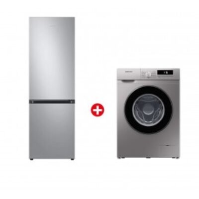 Pack RÉFRIGÉRATEUR COMBINÉ 355L SILVER SAMSUNG + MAL SAMSUNG 7KG 1200TR INOX